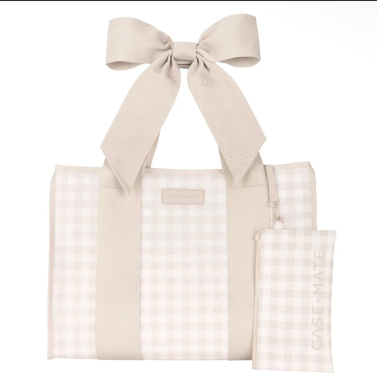 Latte Gingham Bow Jelly Tote