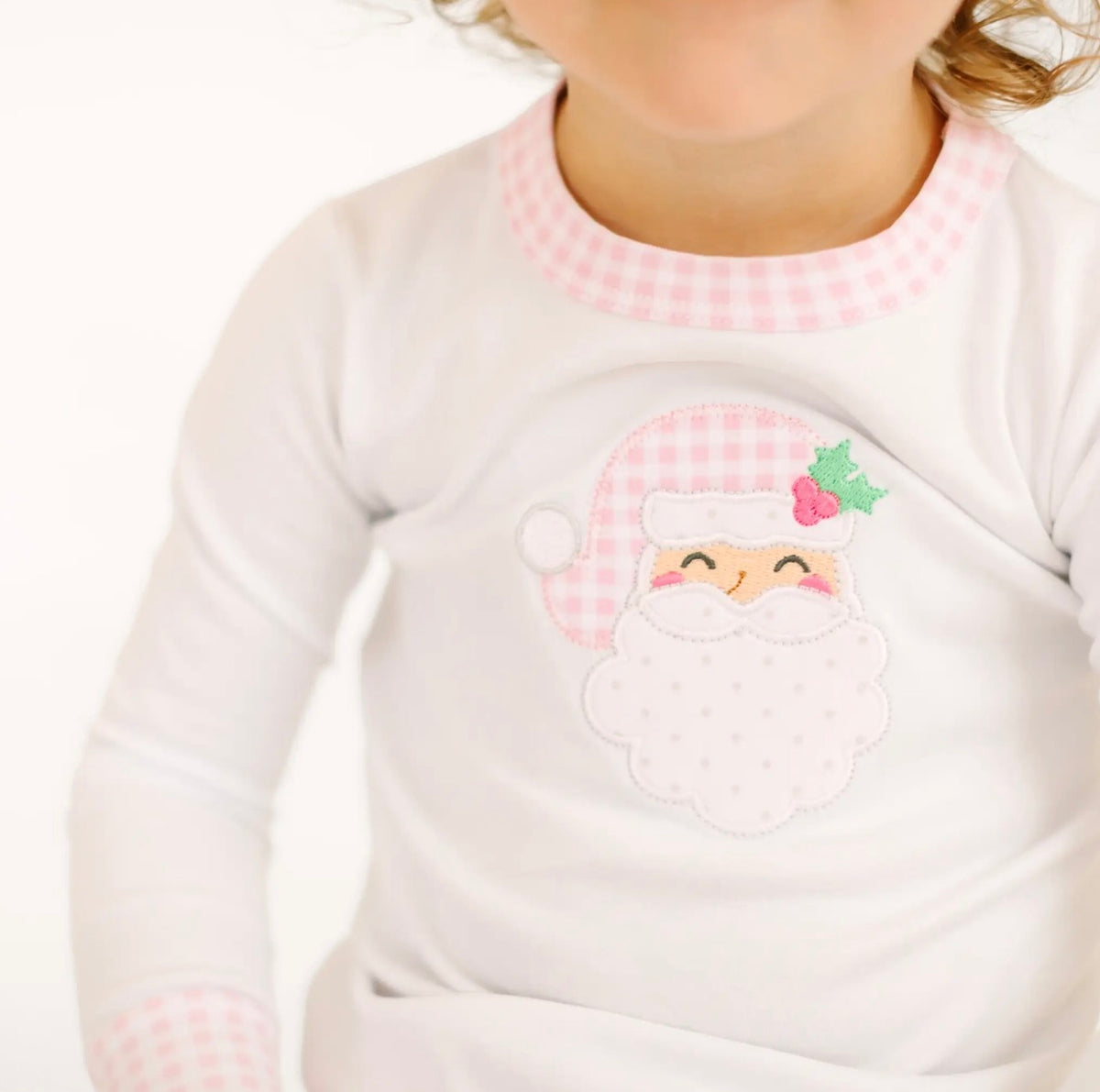 Sweet St Nick Applique Long Pajamas - Pink