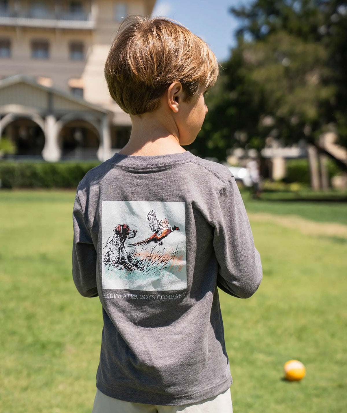 Hunt Scene Tee - LS Heather Brown