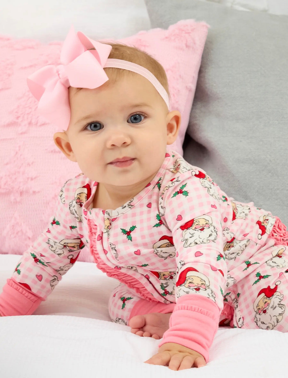Pink Dear Santa Ruffle One Piece Convertible Pajamas