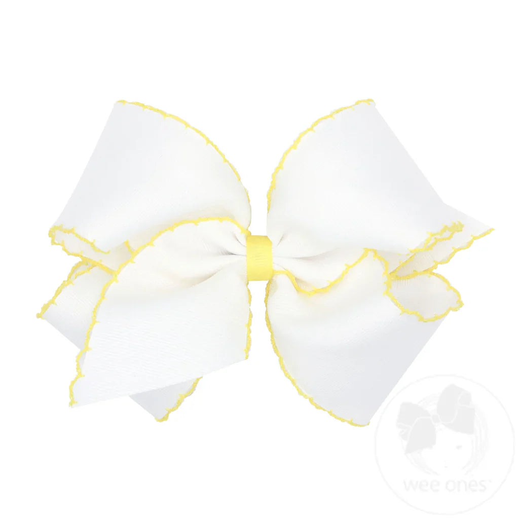 Yellow King Moonstitch Hair Bow with Contrasting Wrap
