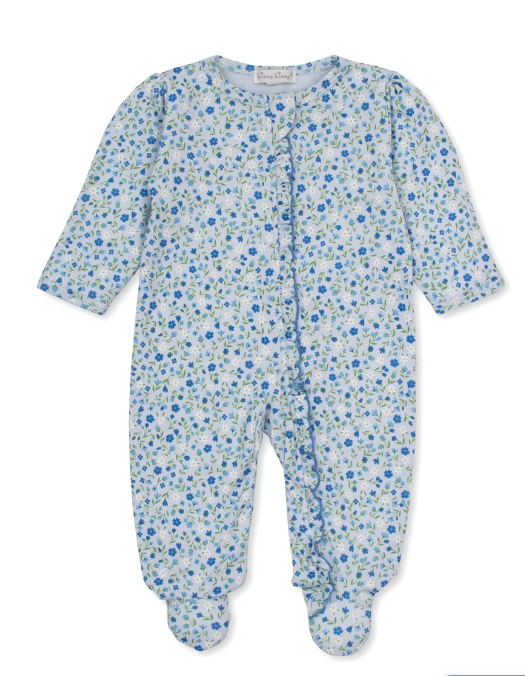 Pretty Petals Blue Zip Footie