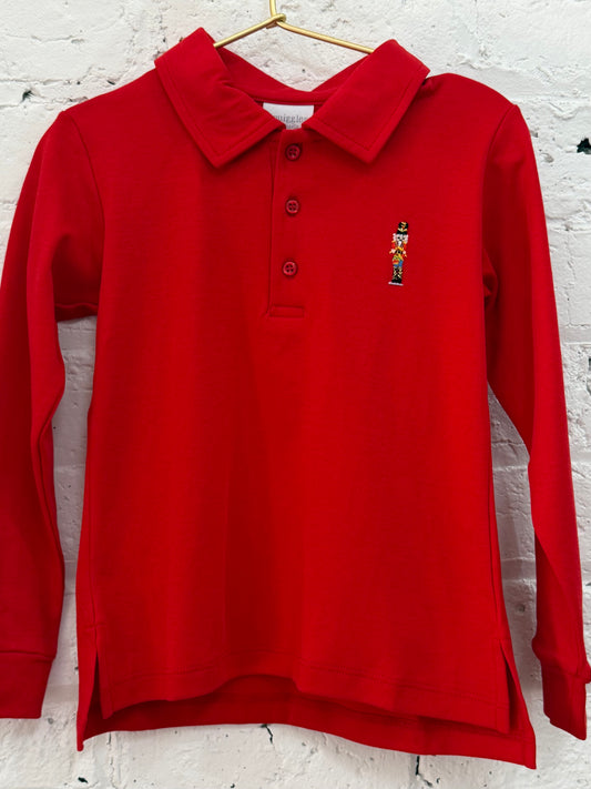 Red LS Nutcracker Polo