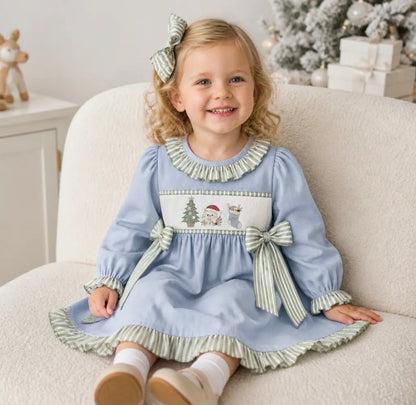 Coastal Christmas Embroidered Dress