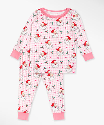 Pink Dear Santa Toddler Ruffle LS Pajama Set