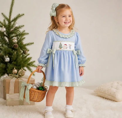 Coastal Christmas Embroidered Dress