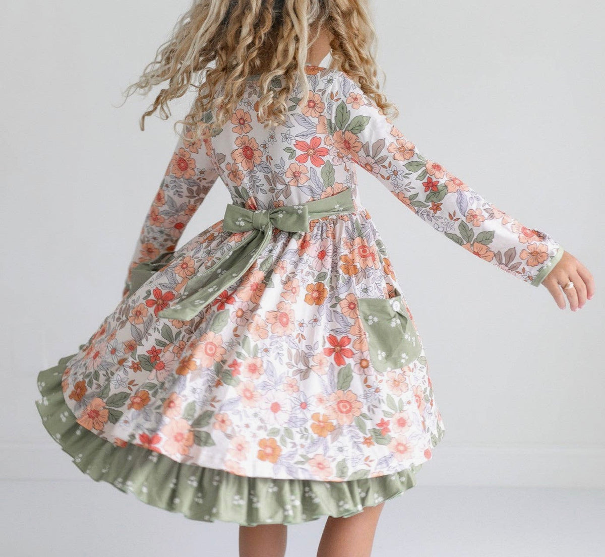 Sage & Rust Fall Floral Dress