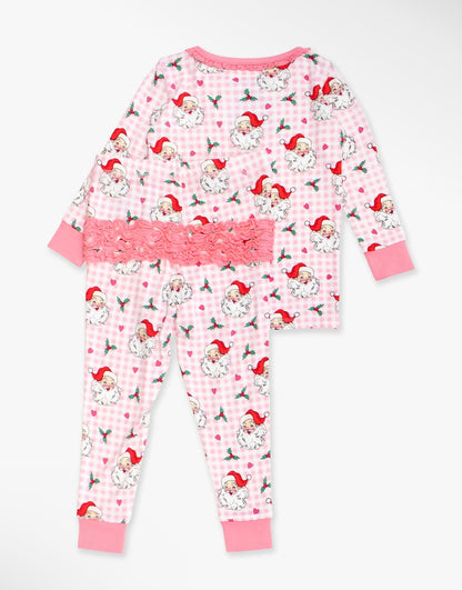 Pink Dear Santa Toddler Ruffle LS Pajama Set