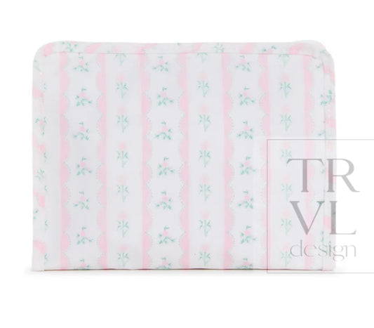 ROADIE MEDIUM zip pouch - RIBBON FLORAL PINK