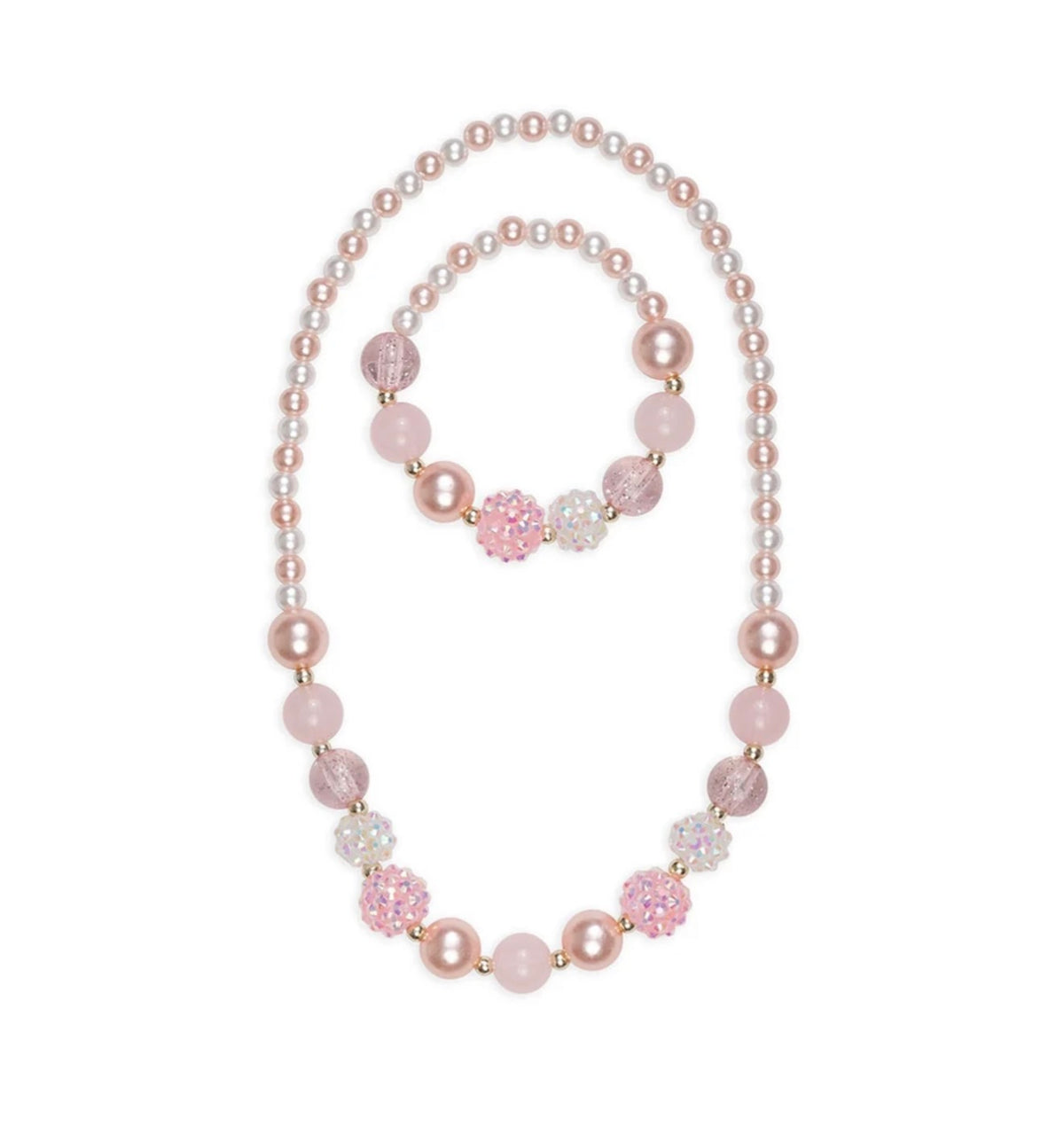 Pinky Pearl Necklace & Bracelet Set