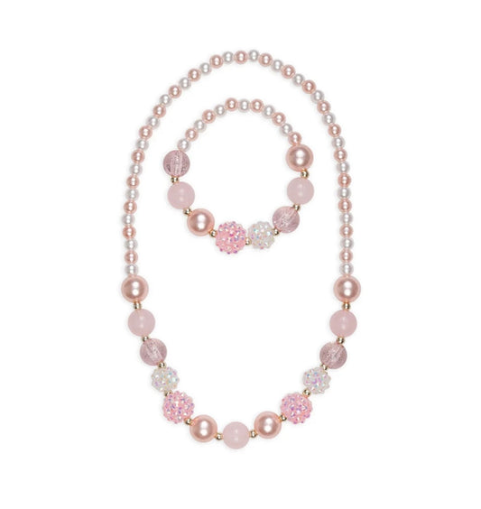 Pinky Pearl Necklace & Bracelet Set