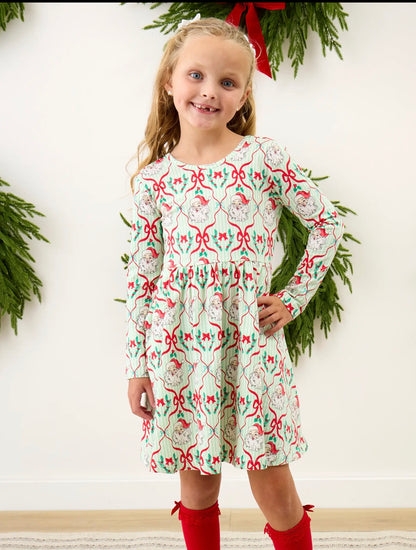 Dear Santa Green Stripe Christmas Twirl Dress