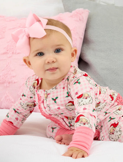 Pink Dear Santa Ruffle One Piece Convertible Pajamas