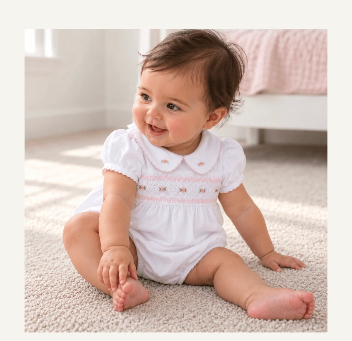 Grace Smocked Short Sleeve Bubble