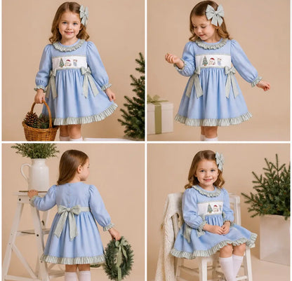 Coastal Christmas Embroidered Dress