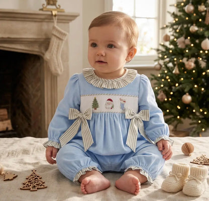 Coastal Christmas Smocked Romper