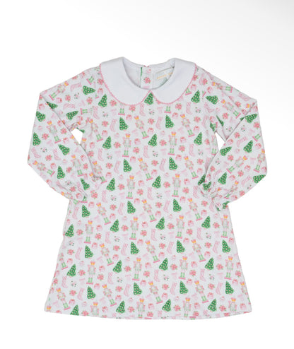 Presley Kait Preppy Christmas LS Dress- Nutcracker