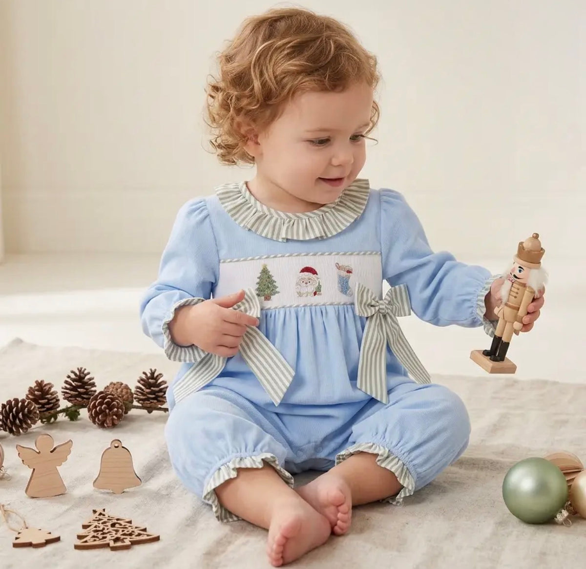 Coastal Christmas Smocked Romper