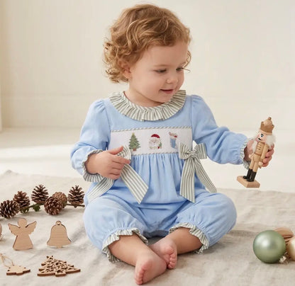Coastal Christmas Smocked Romper
