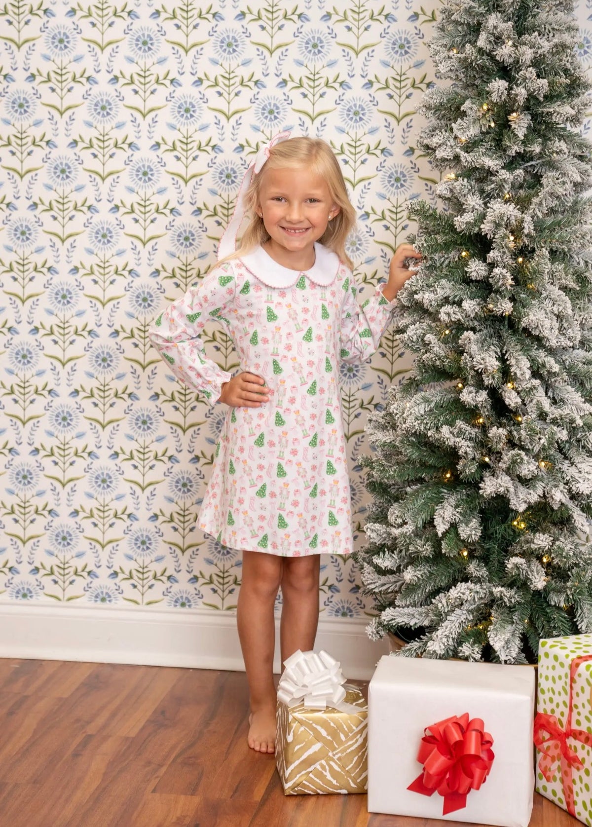 Presley Kait Preppy Christmas LS Dress- Nutcracker