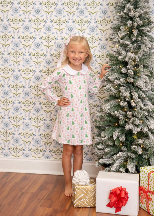 Presley Kait Preppy Christmas LS Dress- Nutcracker
