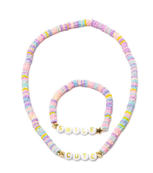 Cute Smile Necklace & Bracelet 2pc Set