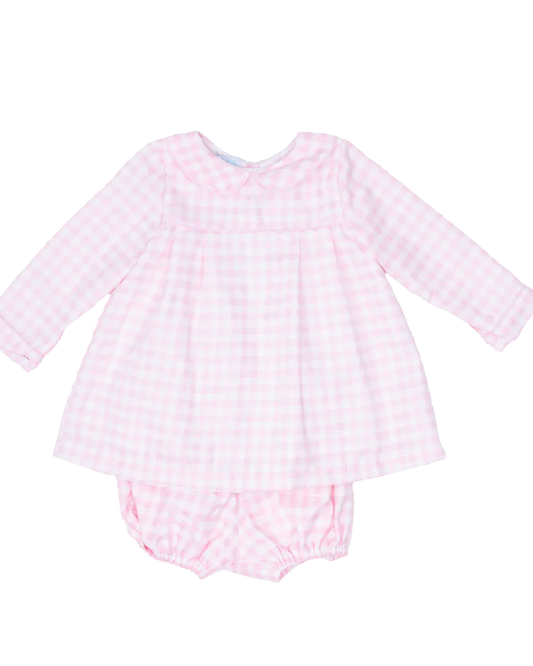 Pink Windowpane Diaper Set