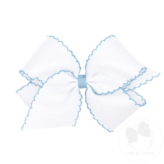 Millennial Blue King Moonstitch Hair Bow with Contrasting Wrap