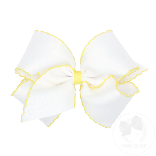 Yellow King Moonstitch Hair Bow with Contrasting Wrap