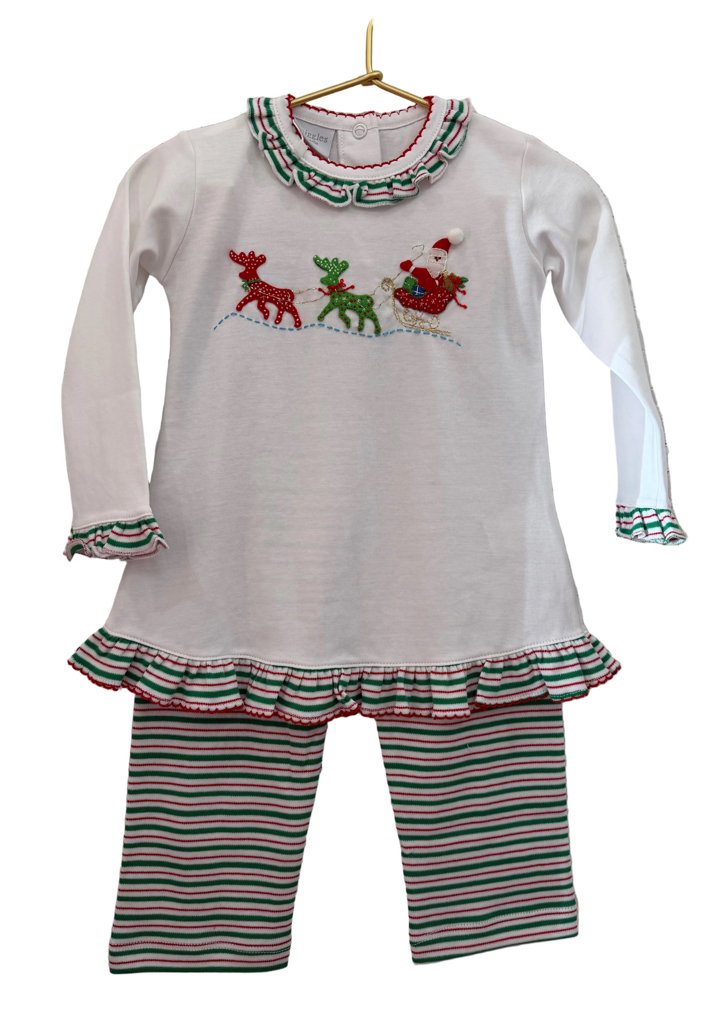 Reindeer Pulling Santa in Sled Legging Set