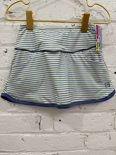Teagan Tennis Skort - Green and Blue Stripe