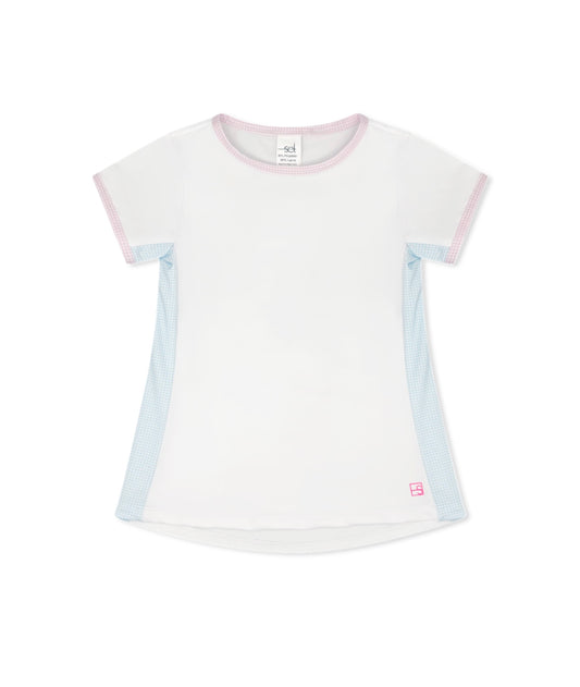 Blair Top - White with Blue Minigingham
