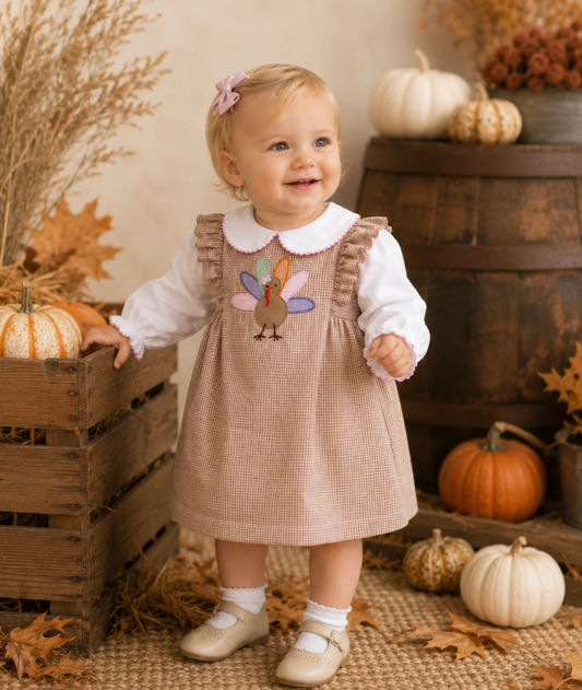 Petit Ami Jumper Dress w/ Bloomers- Turkey Appliqué