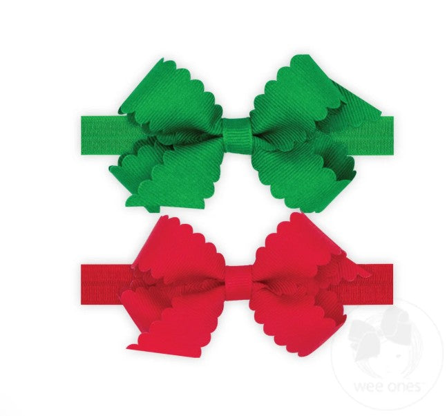 Mini Scallop Bow on Band - 2 pk