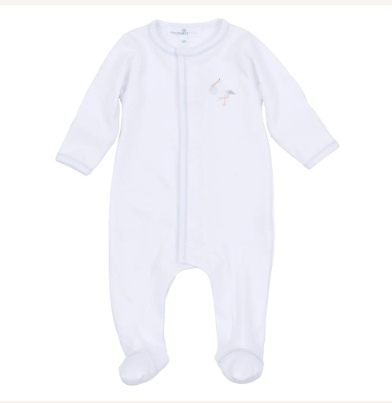 Vintage Stork Footie - Light Blue