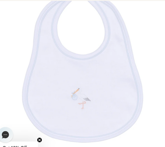 Vintage Stork Bib - Light Blue