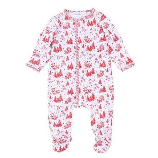 Holiday Toile Footie - Red