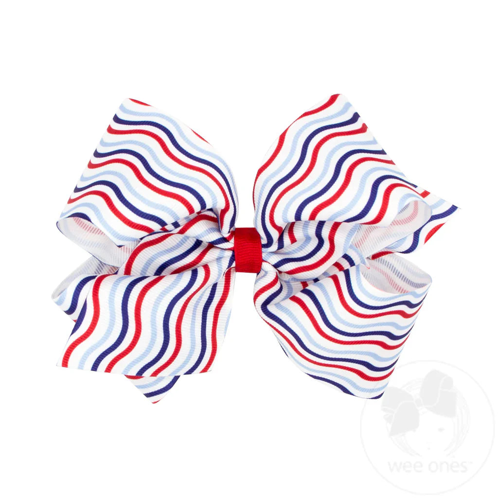 King Patriotic Print Bow