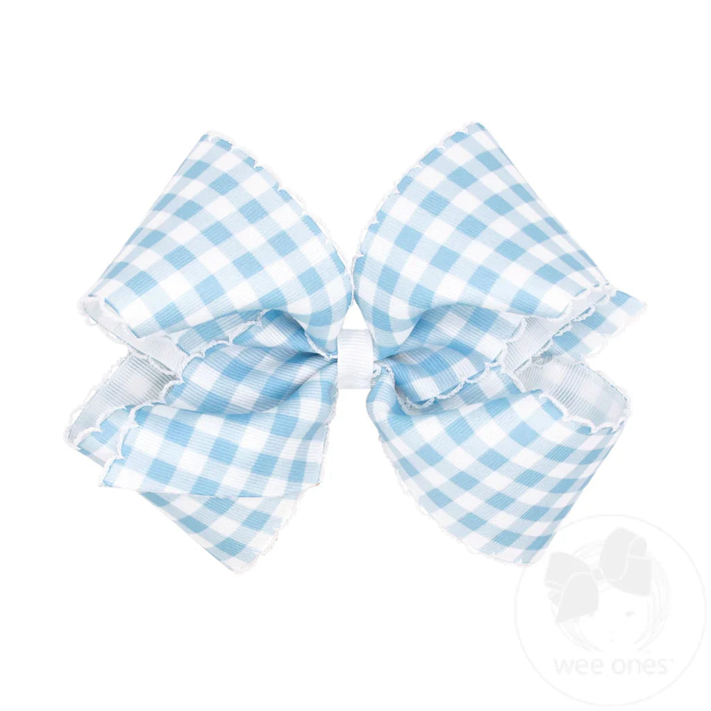 King Blue Gingham Moonstitch Bow
