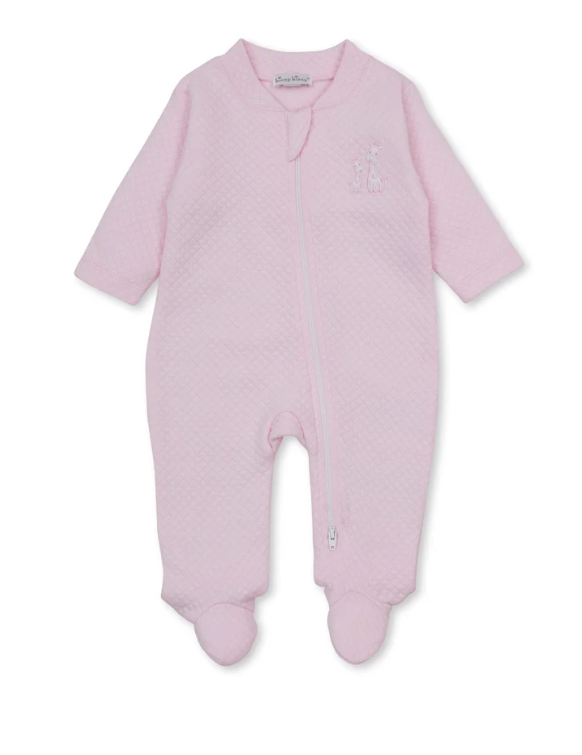 Giraffe Laughs Pink Jaquard Zip Footie