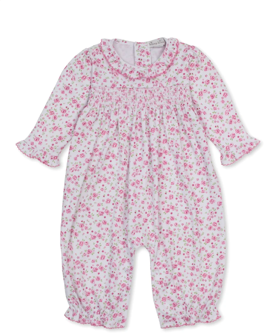 Cottage Roses Pink Smocked Playsuit