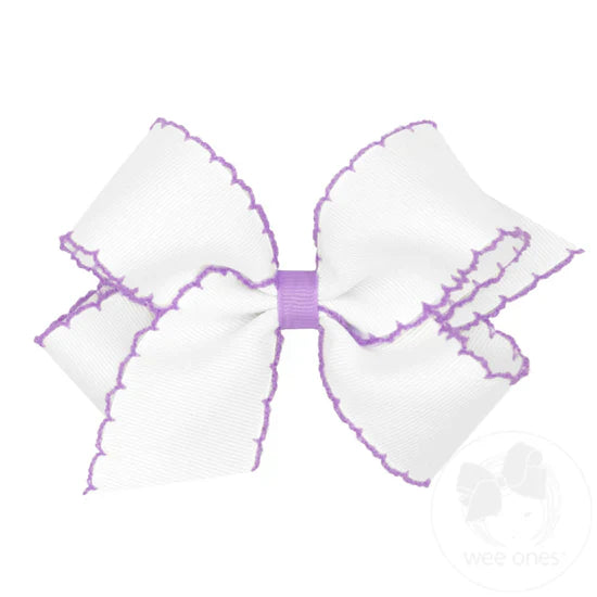 Lavender Medium Moonstitch Hair Bow with Contrasting wrap