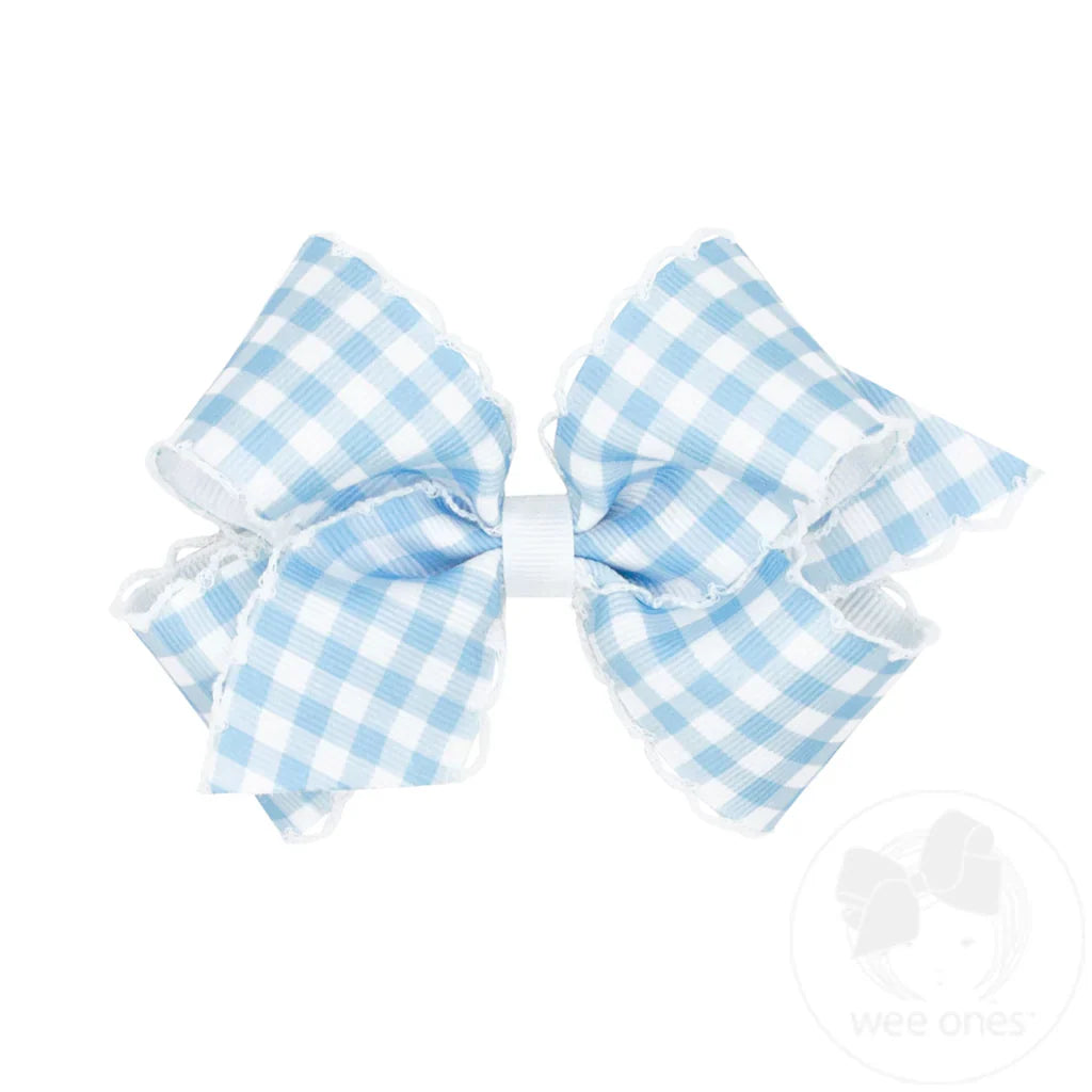 Medium Blue Gingham Moonstitch Bow