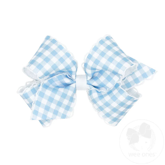 Medium Blue Gingham Moonstitch Bow